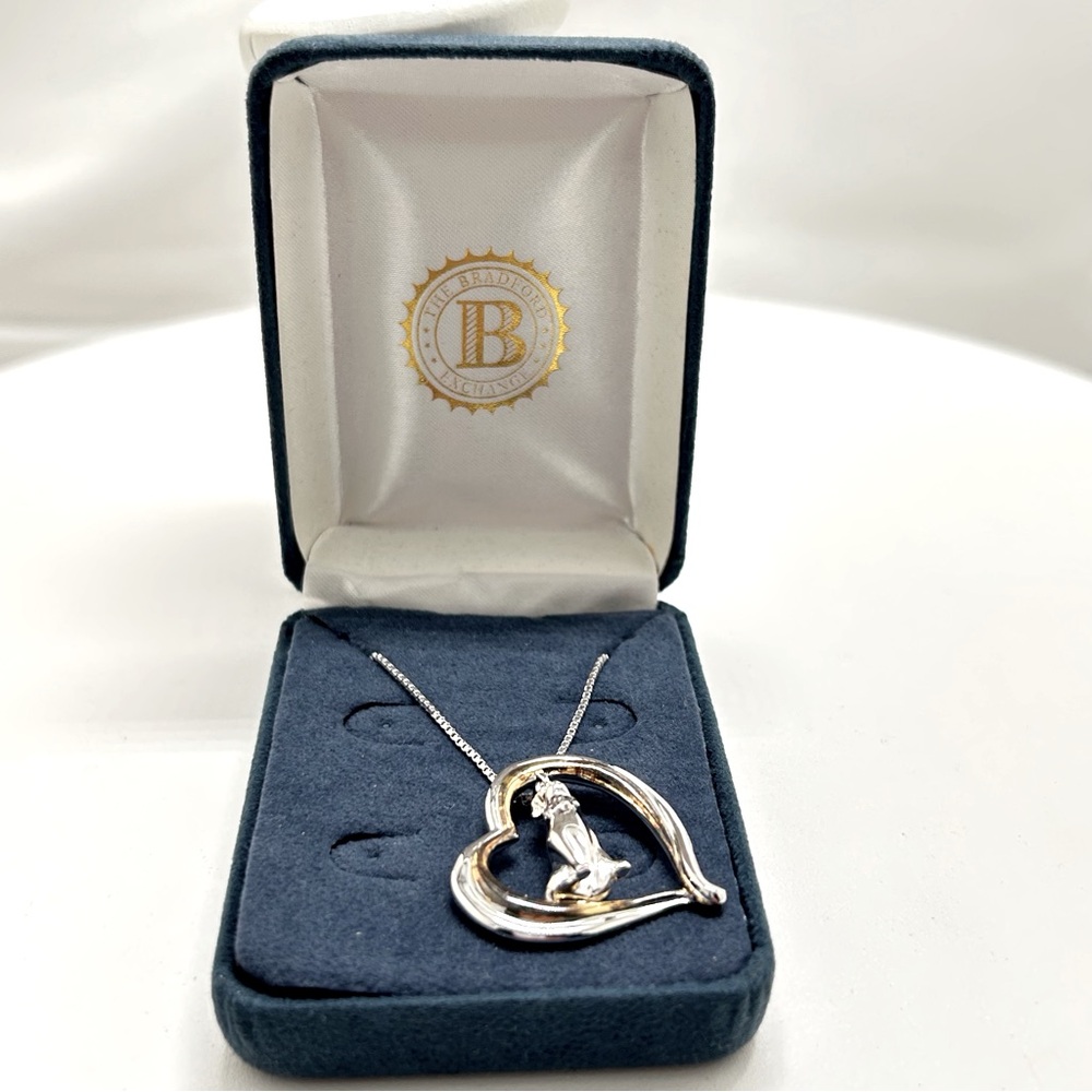 The Bradford Exchange, Sterling Silver Necklace, I Love Labs, Heart Pendant, Dog - Picture 4 of 8